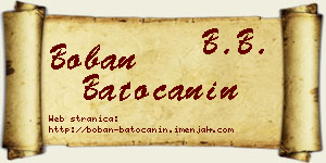 Boban Batoćanin vizit kartica